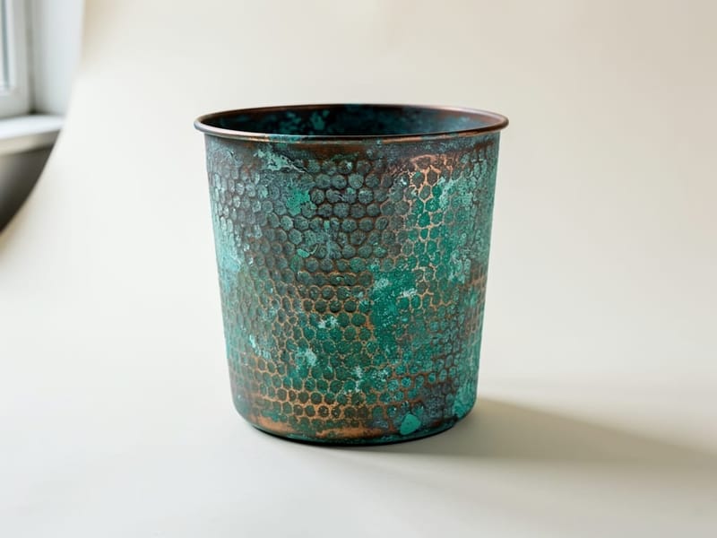 Planter in verdigris