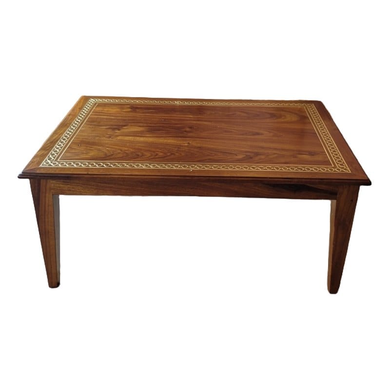 Sheesham Coffee Table with Brass Inlay, cut out on white